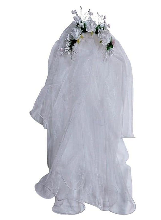 Devino ora Veil Flower Headband Hair Wreath Floral Crown Veil Girls Veil First Communion First Holy Communion Veils Headpiece Veil (Medium) - Image 2